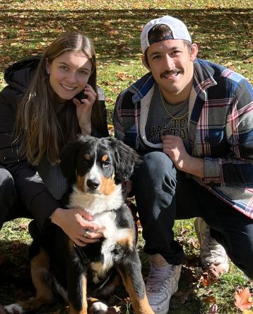 Issy Wakefield, her boyfriend, and her dog