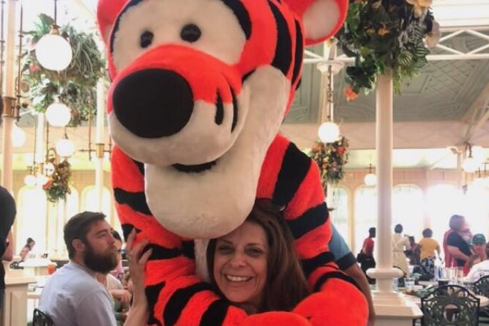 Susan Rinaldi with Tigger at Disney World